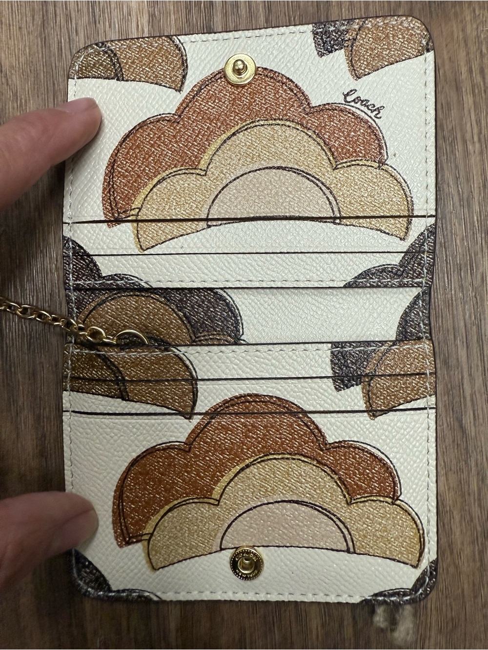 Coach Yellow Leather Card Wallet with Patterned Interior - Picture 2 of 4
